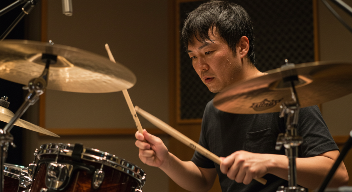 迫力のアコースティックドラムセット、生音の醍醐味を語る